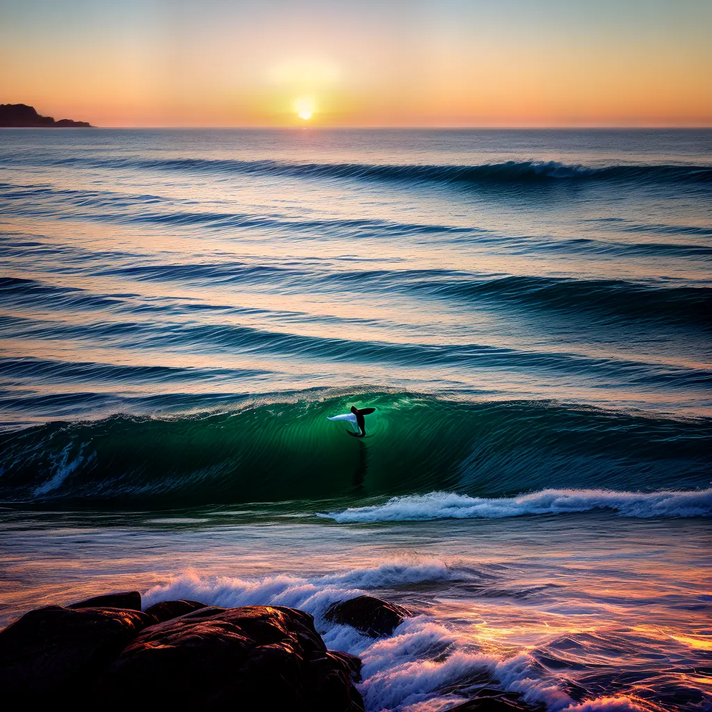 Fotos sonho ondas mar tranquilo por do sol