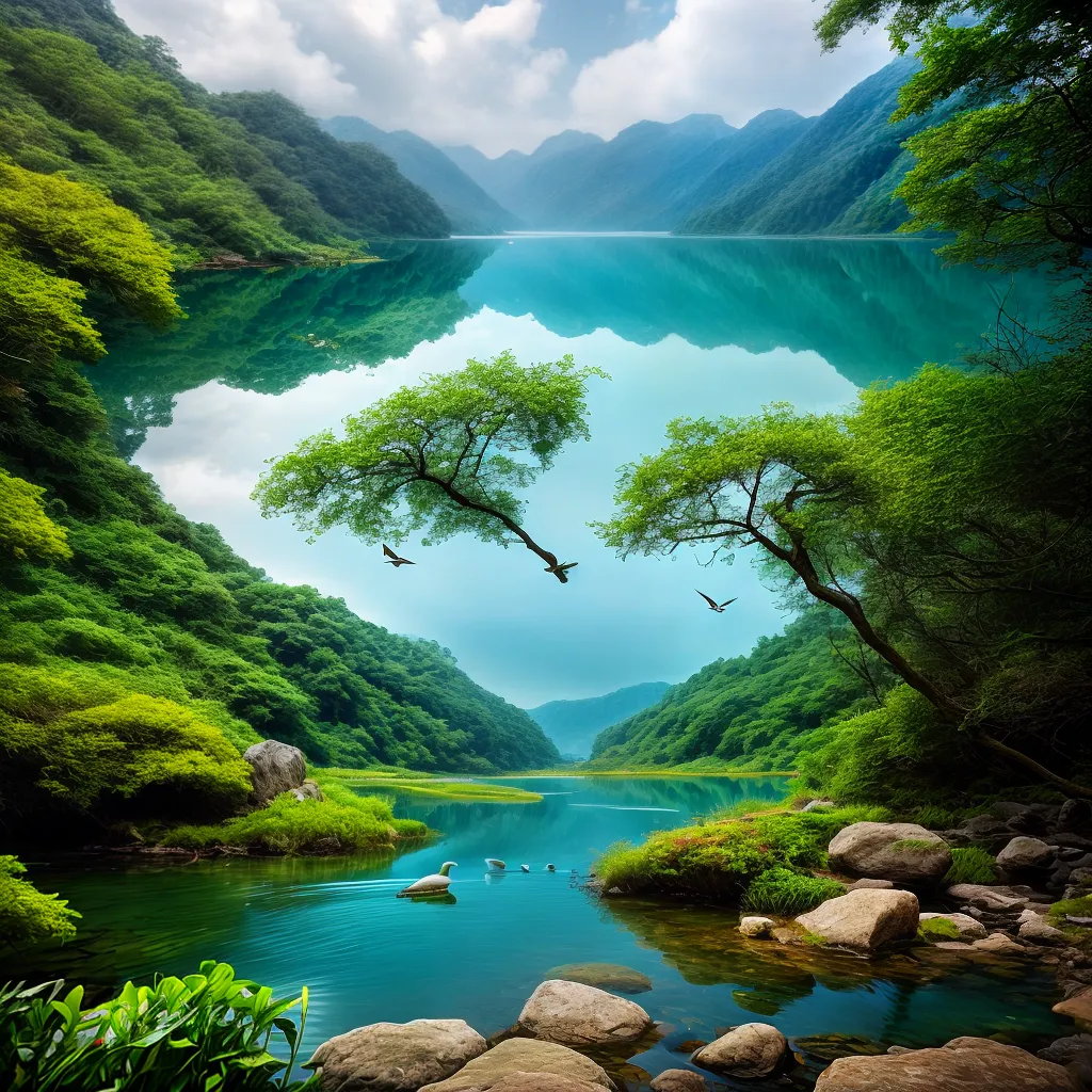Fotos sonho paz lago passaros