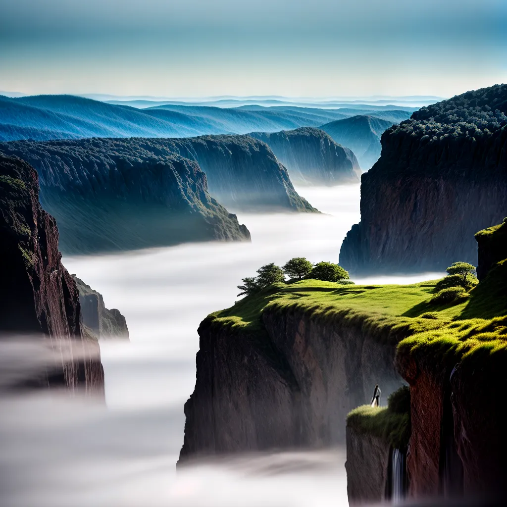 Fotos sonho pessoa abismo nevoa paisagem