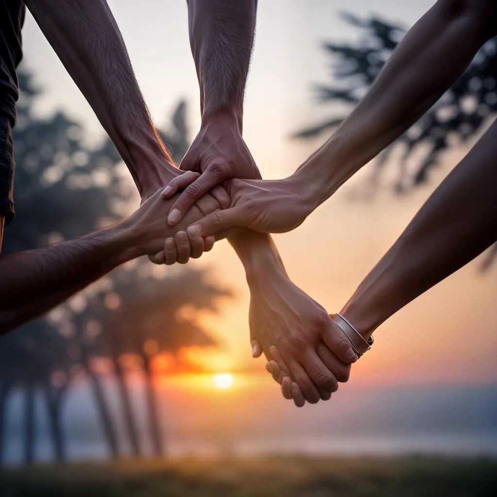 Descubra o Significado de Sonhar com Caridade e Solidariedade. 6 Fotos sonho solidariedade circulo pessoas por do sol