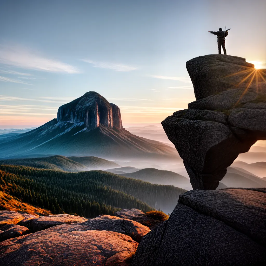 Fotos sucesso sonho por do sol montanha