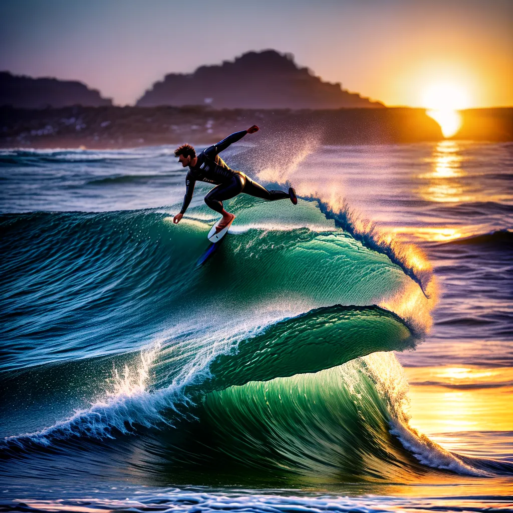 Fotos surf por do sol golfinhos natureza