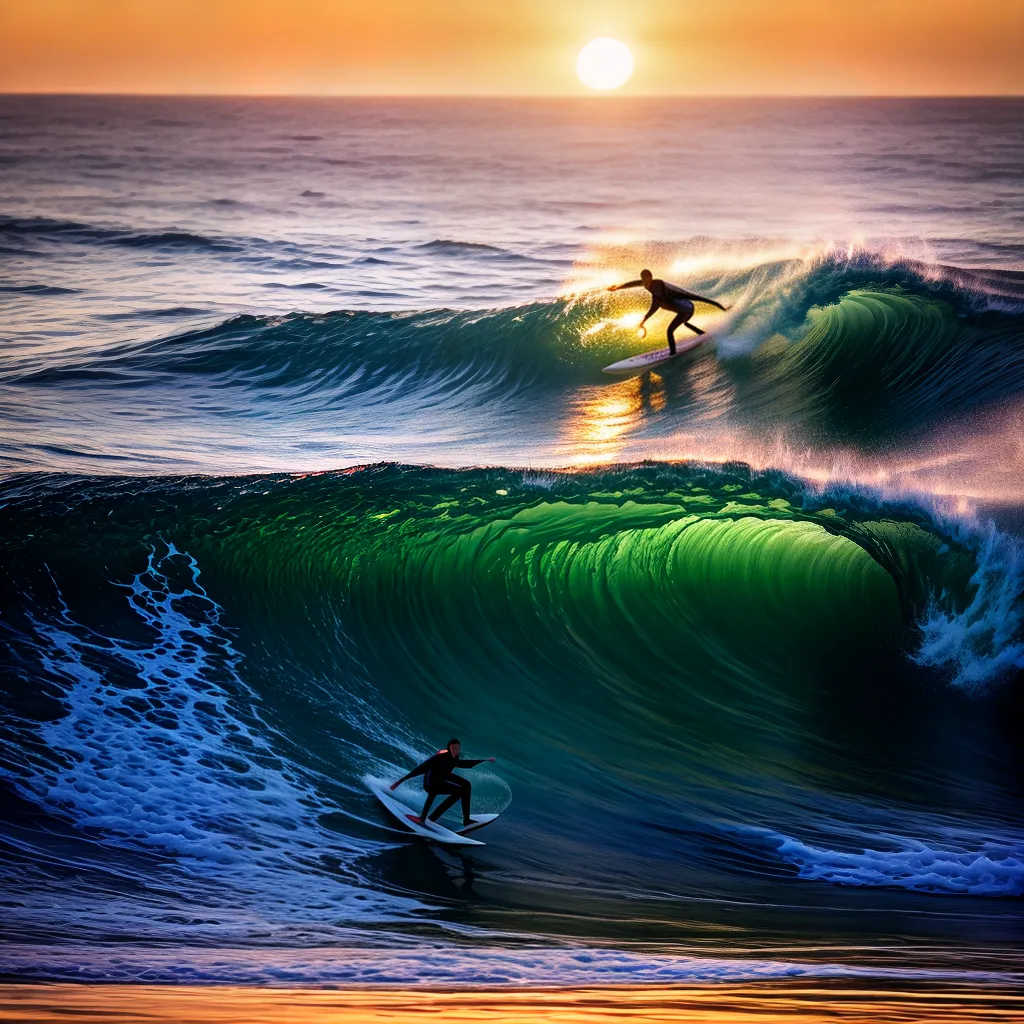 Fotos surf por do sol mente ondas