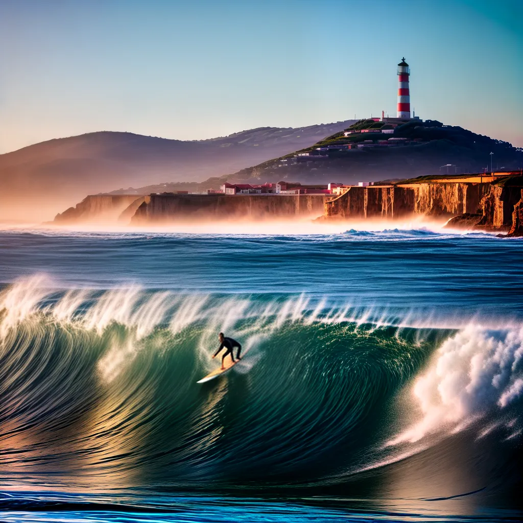 Fotos surf por do sol nazare faro
