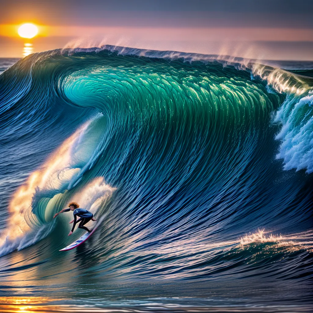 Fotos surf por do sol onda gigante 2