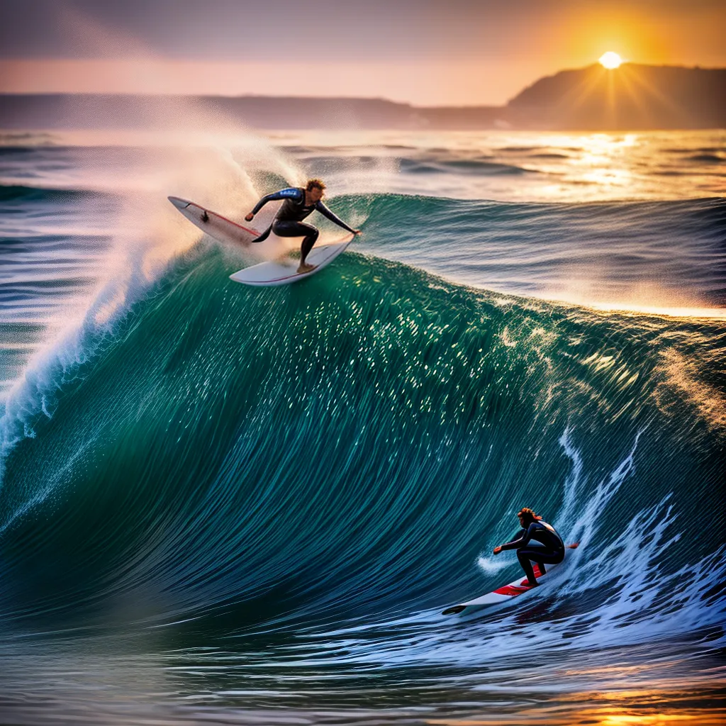 Fotos surf por do sol onda gigante 3