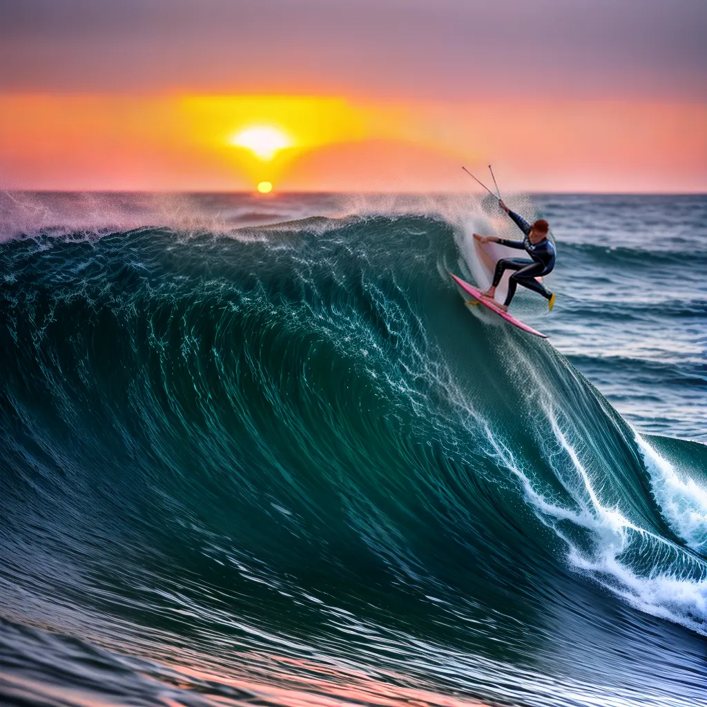 Fotos surf por do sol onda gigante