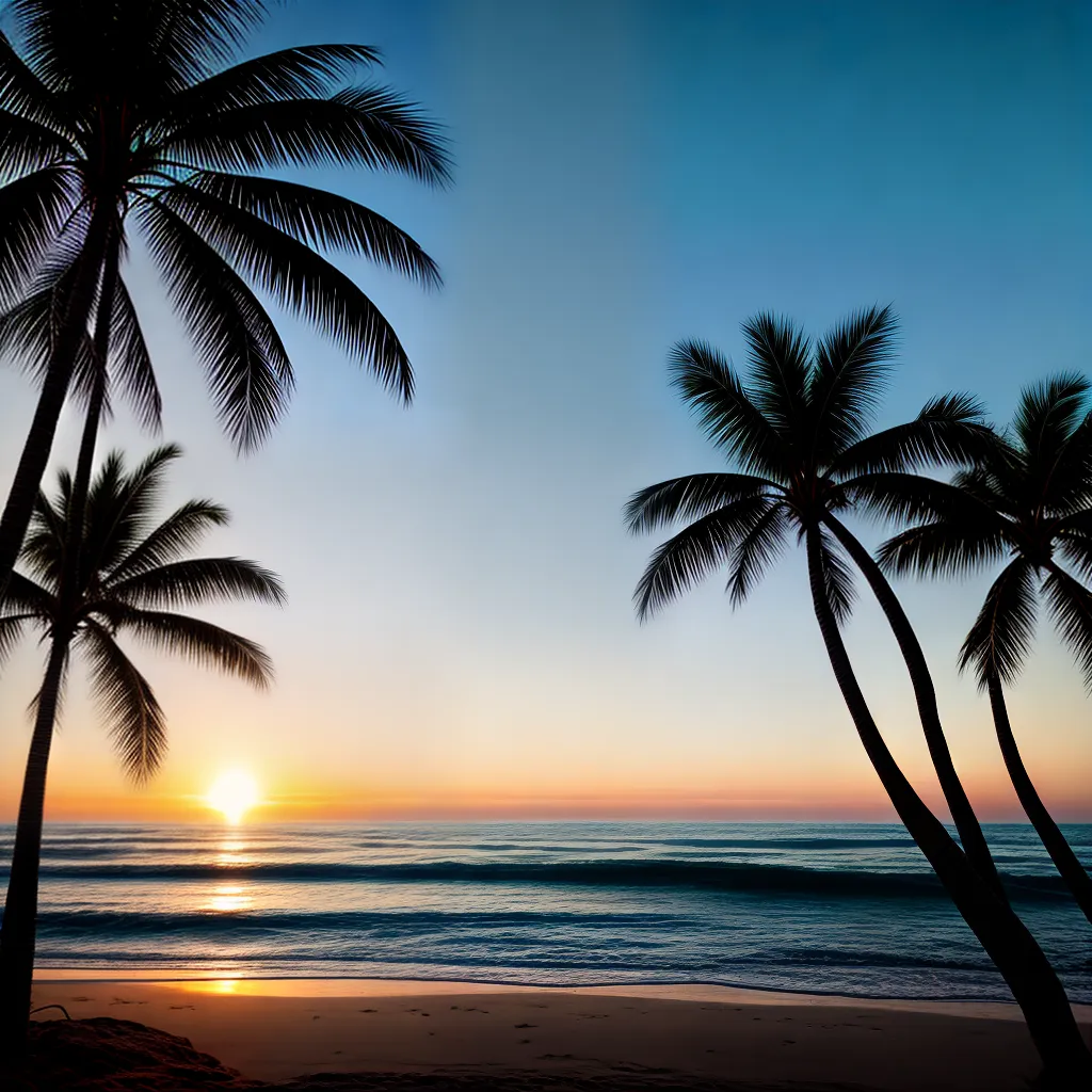 Fotos surfar amanhecer praia palmeiras