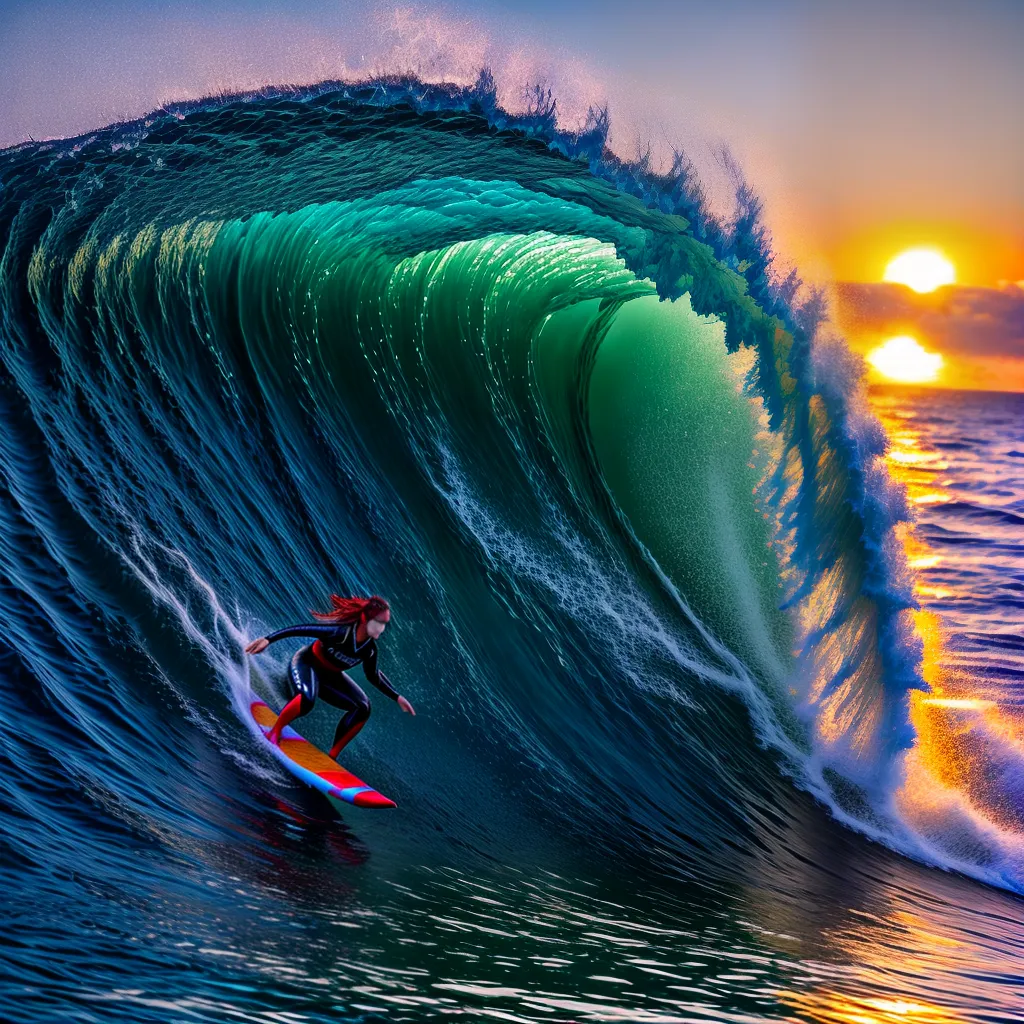 Fotos surfista onda por do sol 3