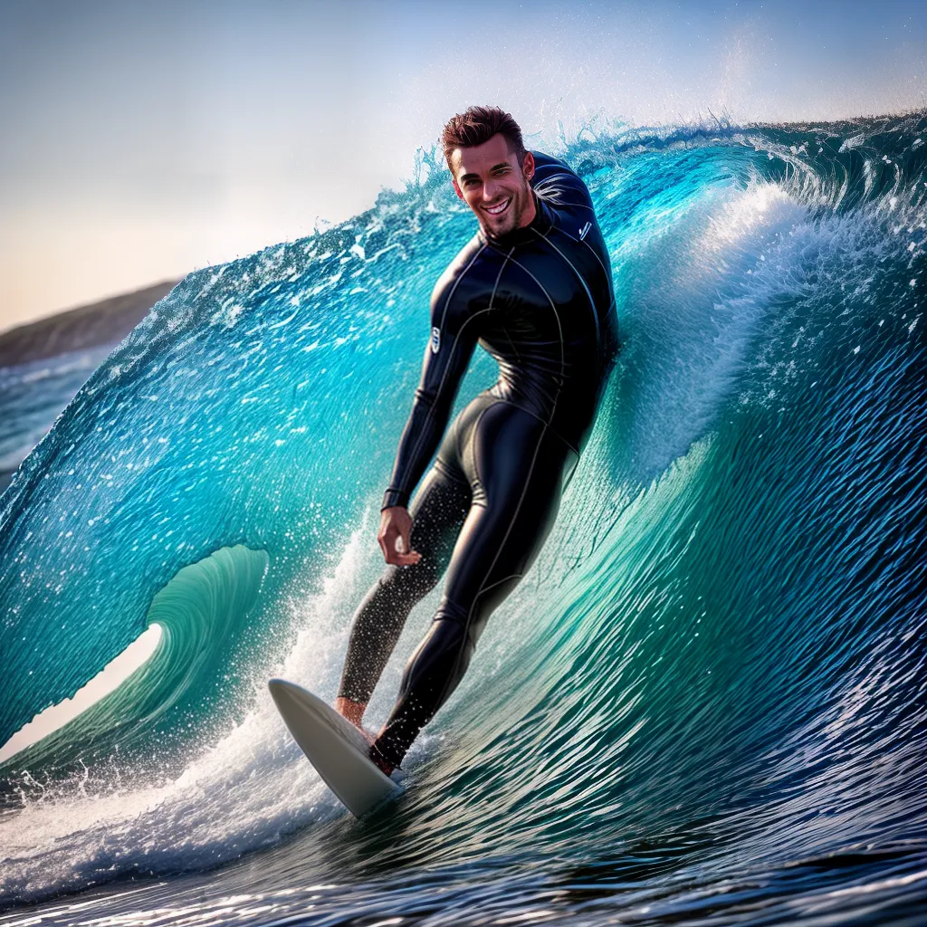 Fotos surfista onda por do sol fluir