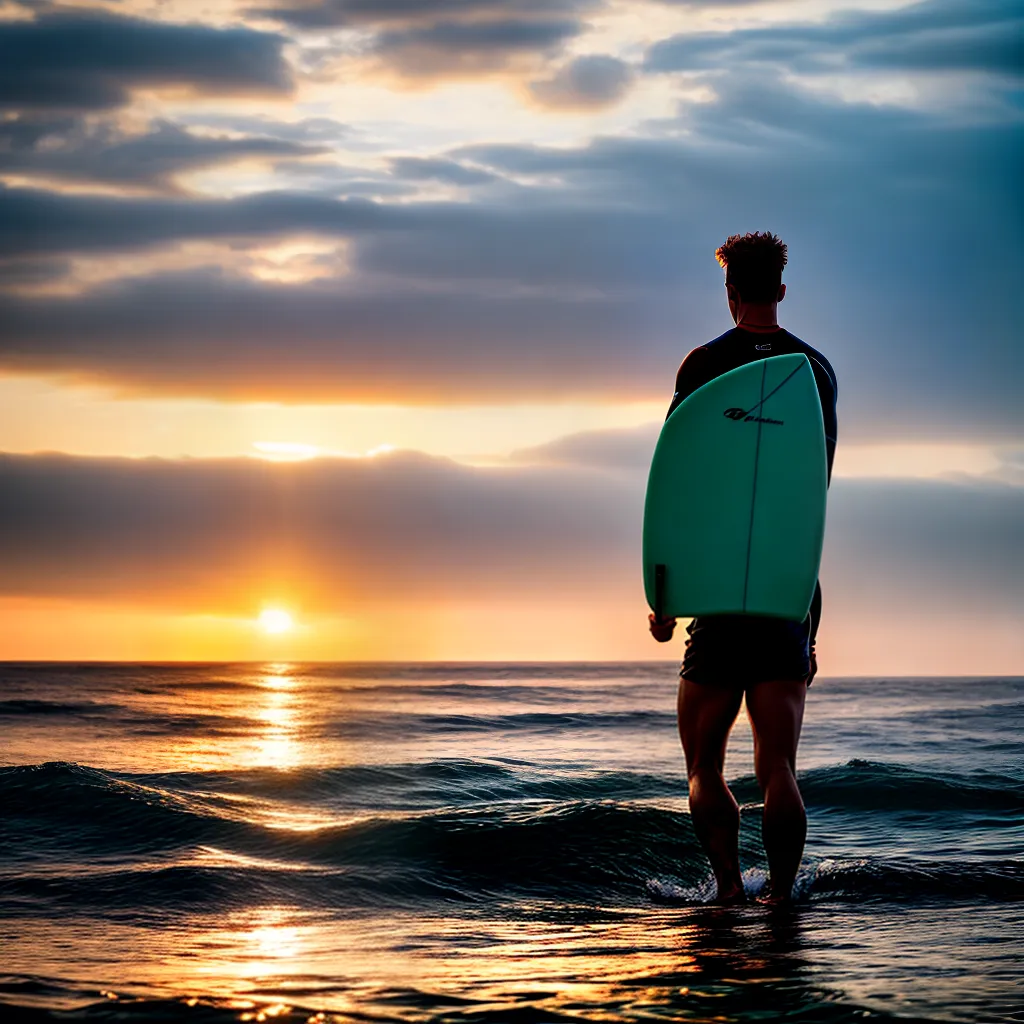 Fotos surfista por do sol oceano