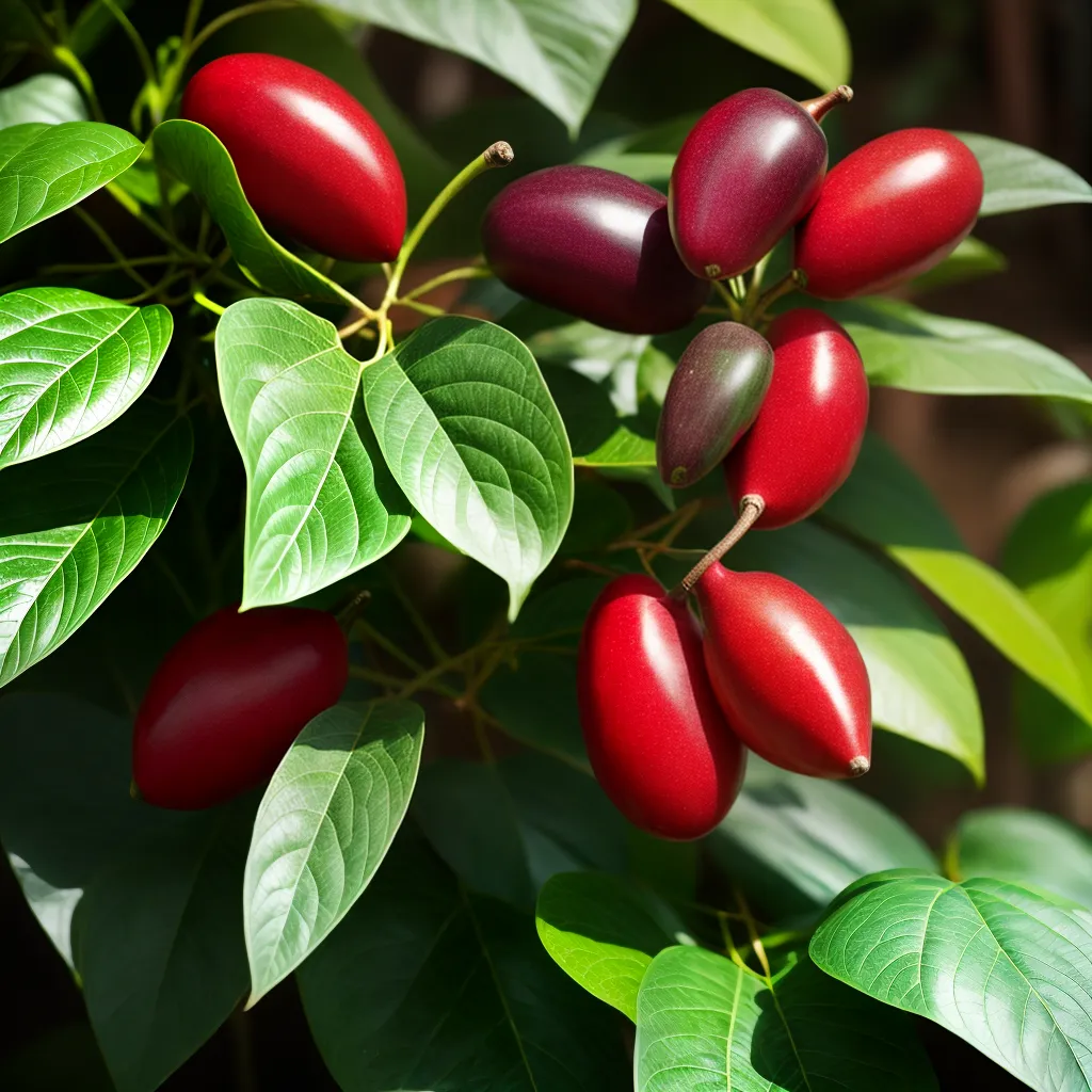 Fotos tamarillo vermelho fruta sementes folhas