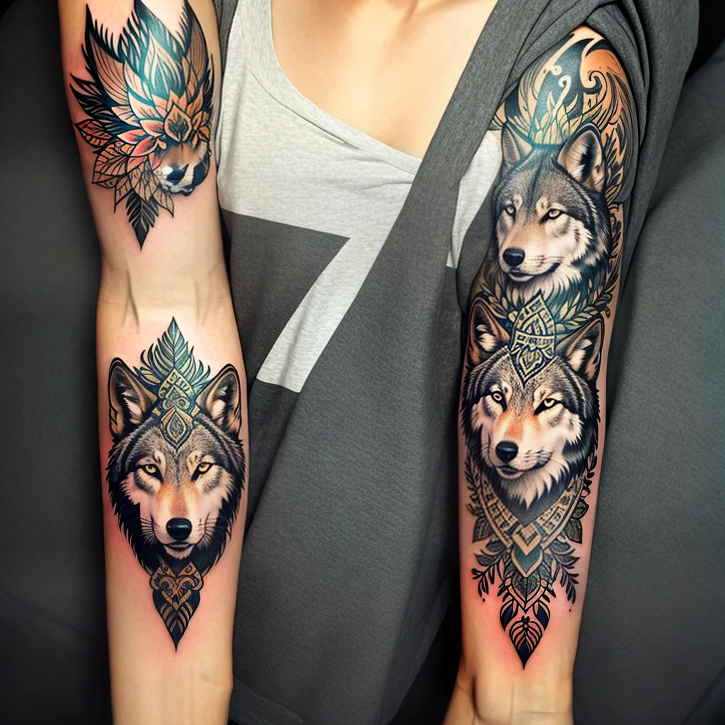 Fotos tatuagem cabeca pena lobo natureza