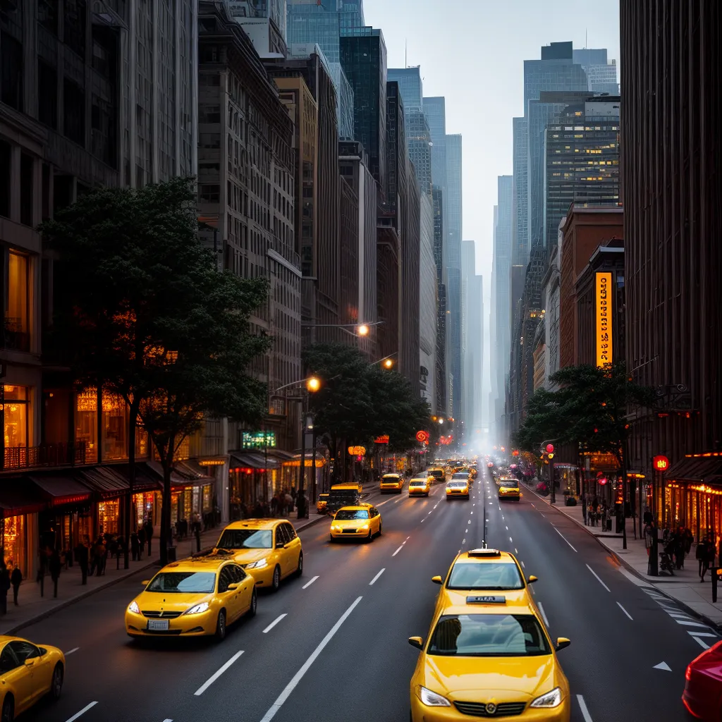Qual o Significado de Sonhar com um Táxi? 2 Fotos taxi noturno rua movimentada