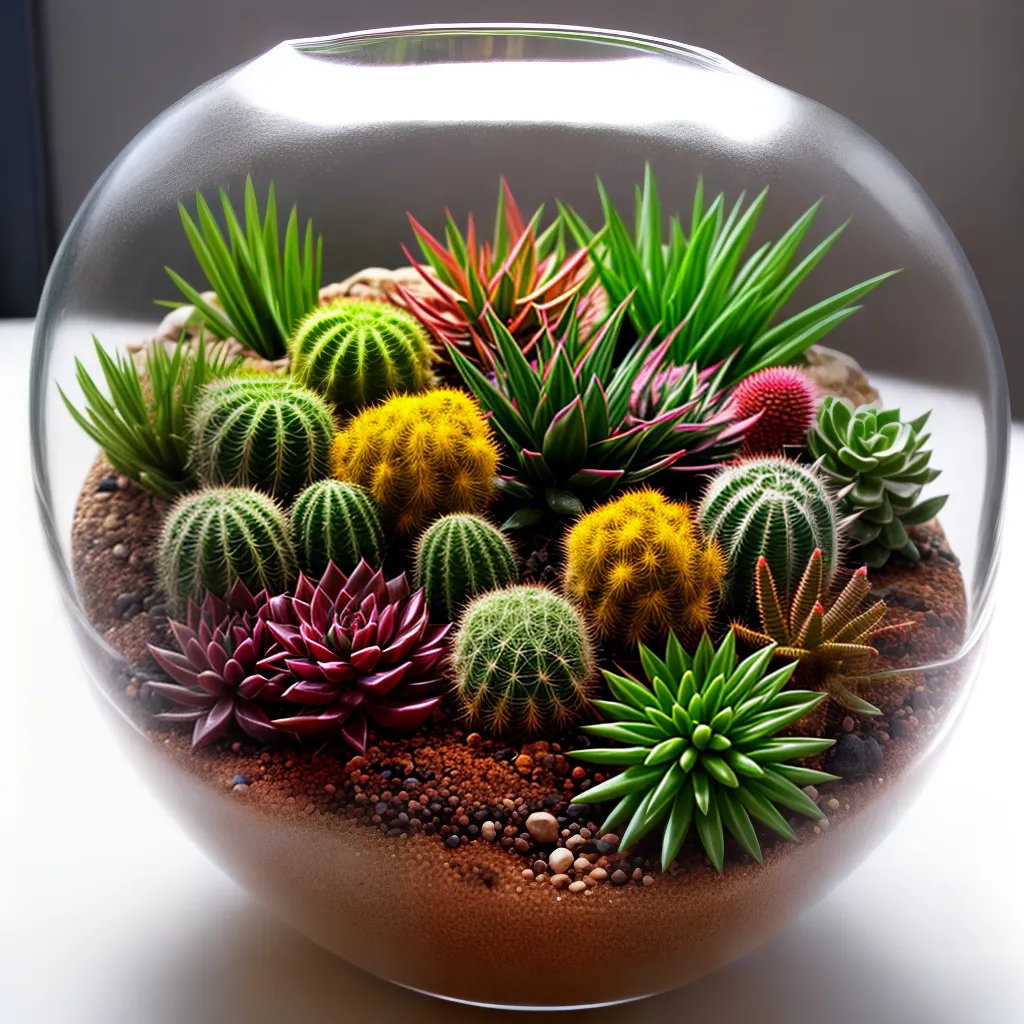 Fotos terrario cactos suculentas colorido