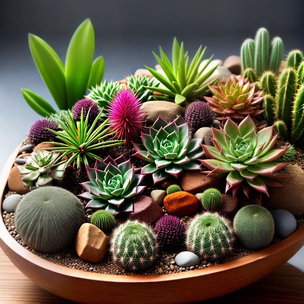 Fotos terrario colorido cactos suculentas