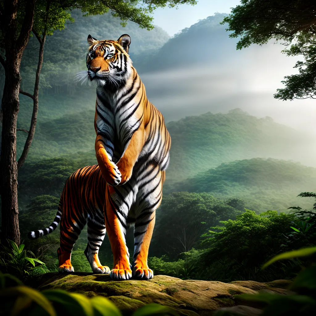 Fotos tigre jungle verde olhar misterio