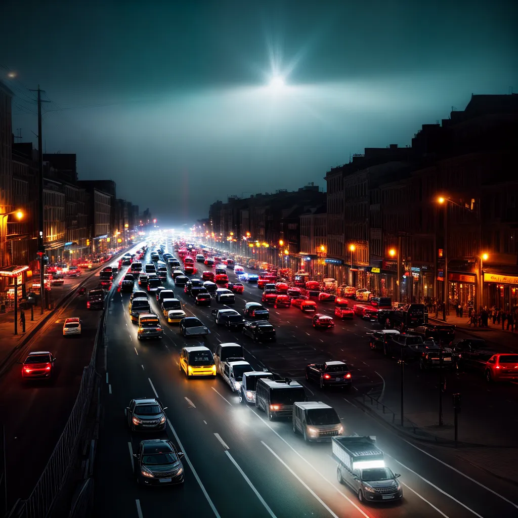 Contrafluxo nas visões noturnas: Descubra o que significa sonhar com trânsito caótico 4 Fotos transito noturno caotico barulho luzes