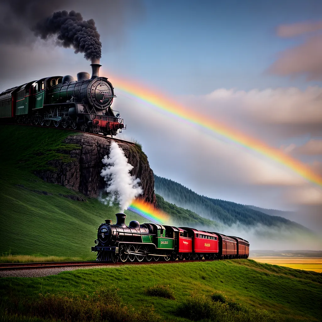 Trem de Emoções: Saiba o que significa sonhar com viagens de trem 6 Fotos trem vapor arco iris campo
