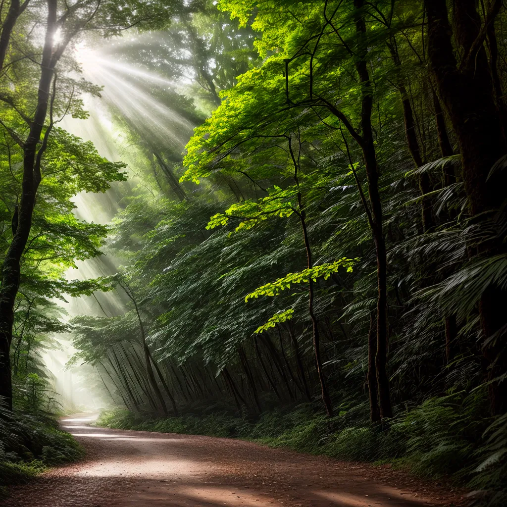 Viagem ao Interior: Descubra o Significado de Sonhar com Trilhas 6 Fotos trilha floresta raios sol 1