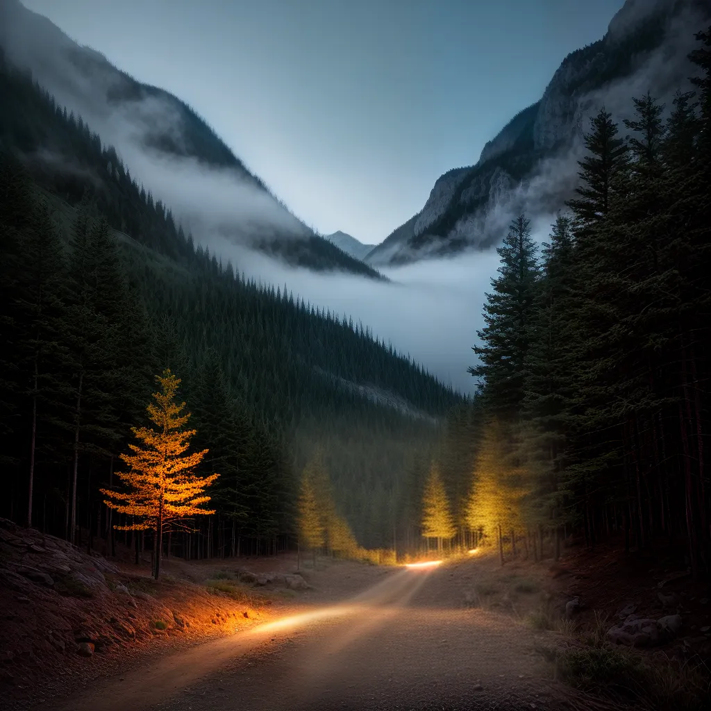Fotos trilha luzes noturnas natureza