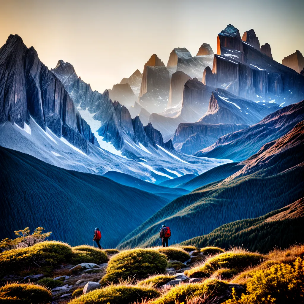 Fotos trilha patagonia montanhas neve aventura