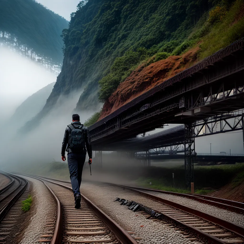 Ferrovia nos Sonhos: Sua Jornada Emocional e Espiritual. 5 Fotos trilhos nevoa jornada espiritual
