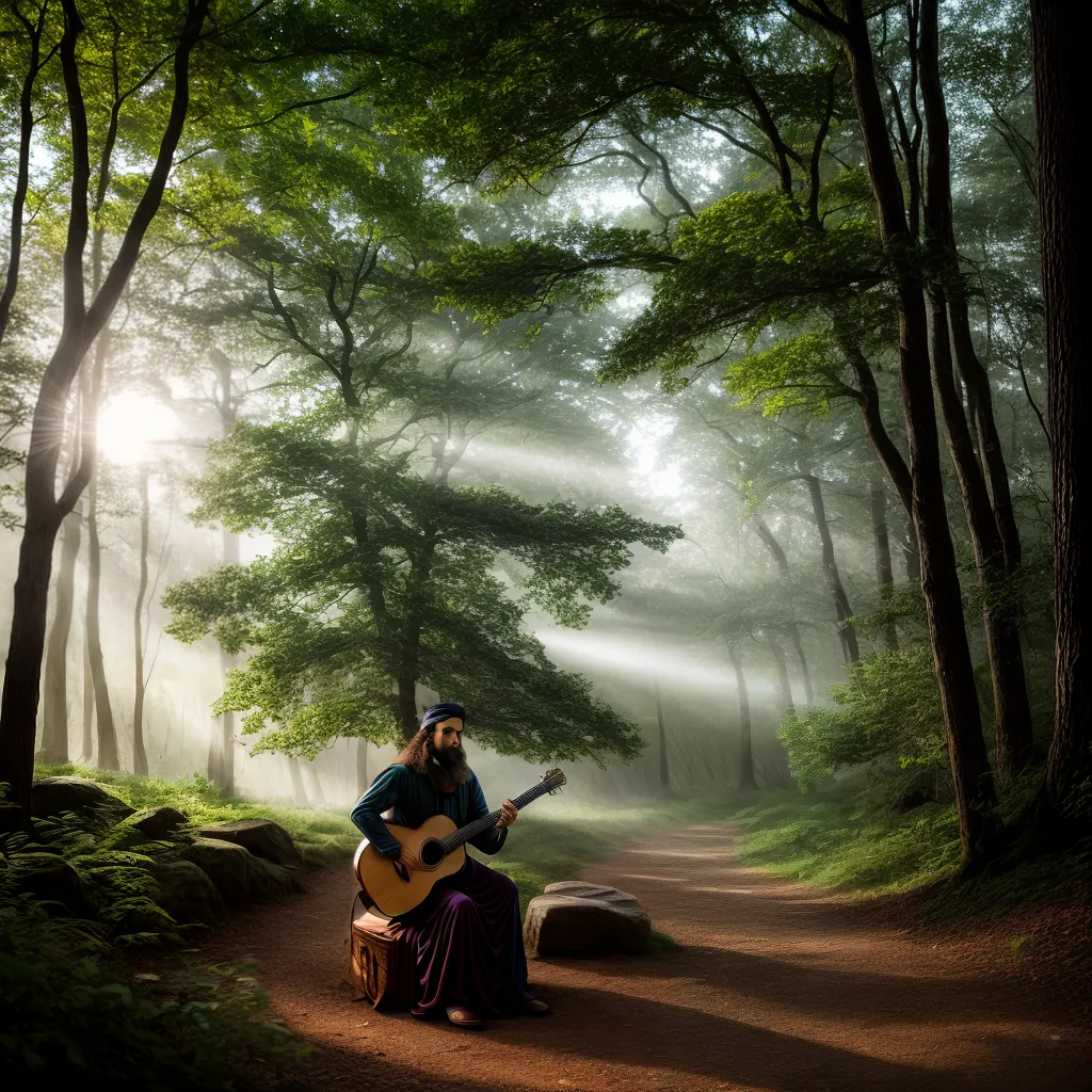 O Fascínio dos Trovadores: Interpretando o Significado de Sonhar com Menestréis 4 Fotos troubadour luar floresta encanto