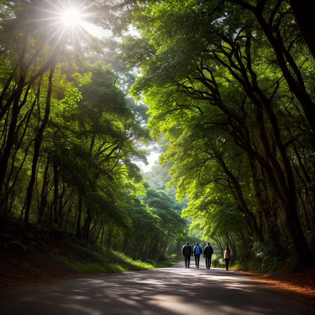 Fotos turismo sustentavel trilha floresta sol