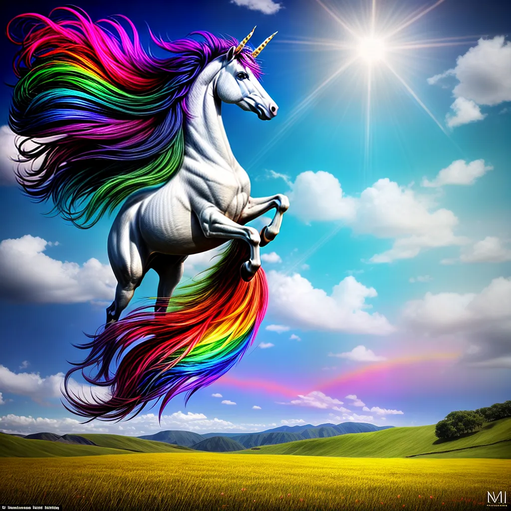 Fotos unicornio arcoiris magia campo brilho
