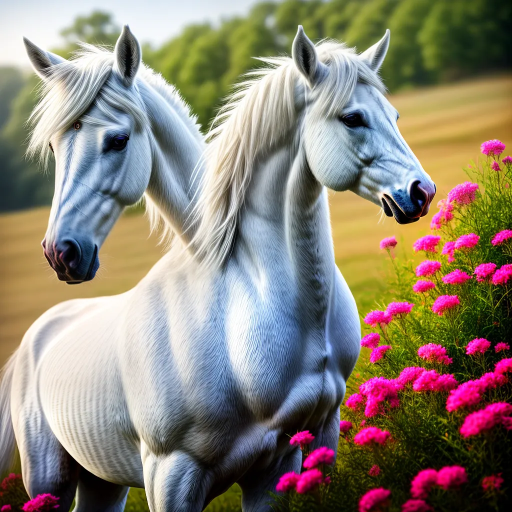 Fotos unicornio branco campo flores