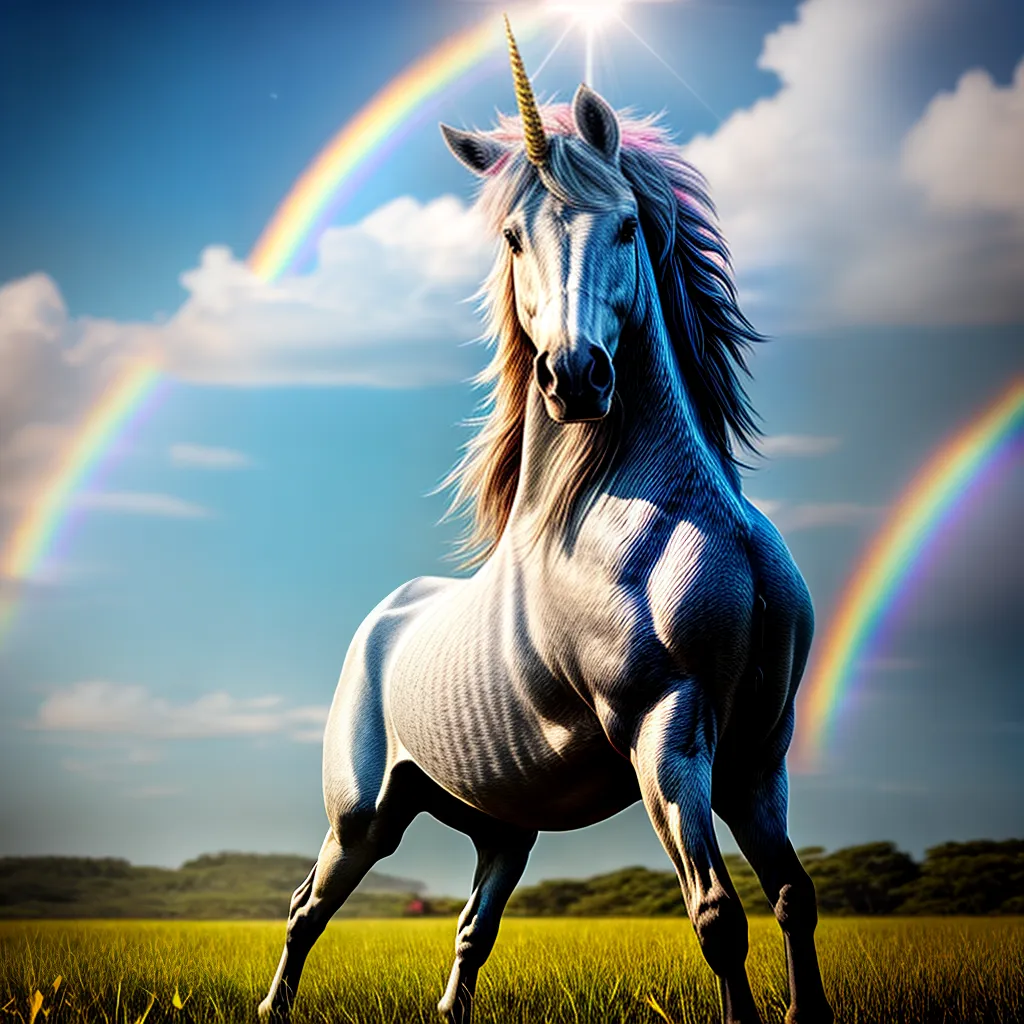Fotos unicornio campo arcoiris magia