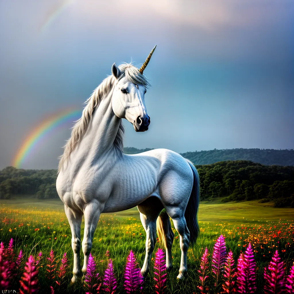 Fotos unicornio campo colorido arcoiris