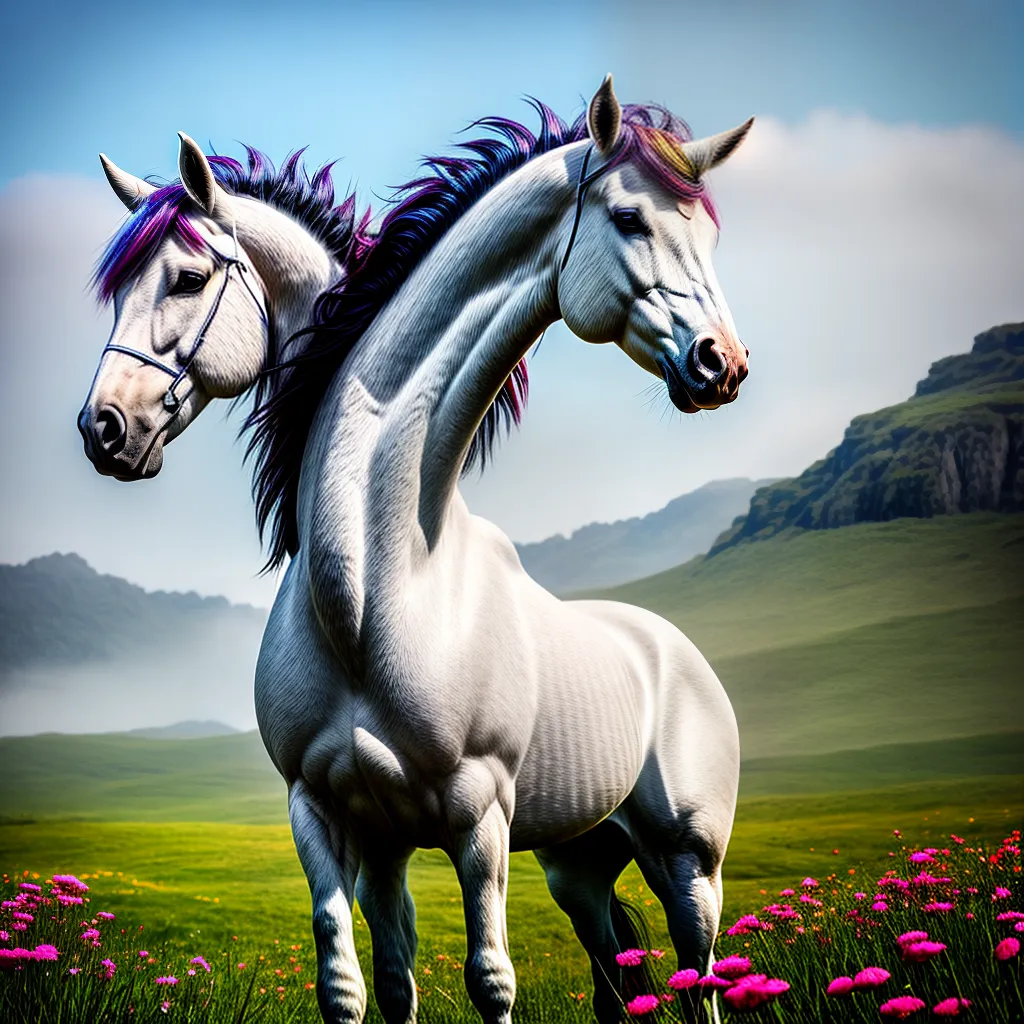 Fotos unicornio campo flores arcoiris magia