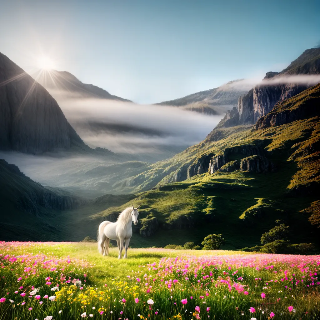 Cavalinho Voador: O Que Significa Sonhar com Um Unicórnio? 3 Fotos unicornio campo flores brilho magia 3