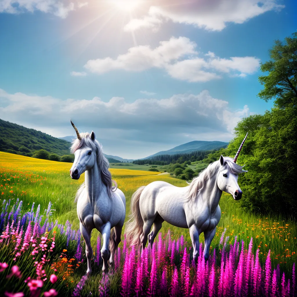Fotos unicornio campo flores magia 11