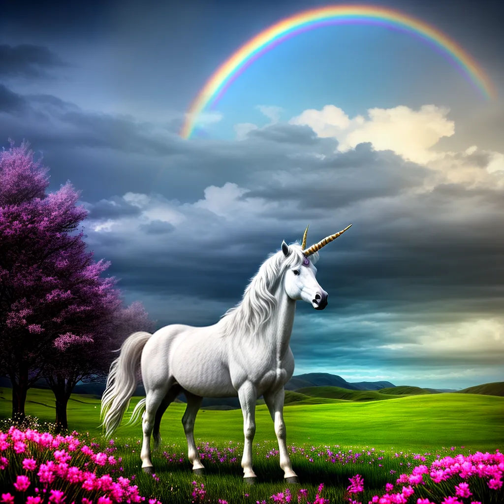 Fotos unicornio campo flores magia 2