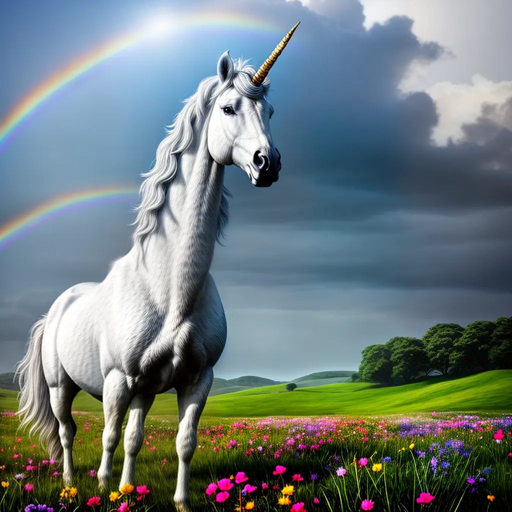 Fotos unicornio campo flores magia 3