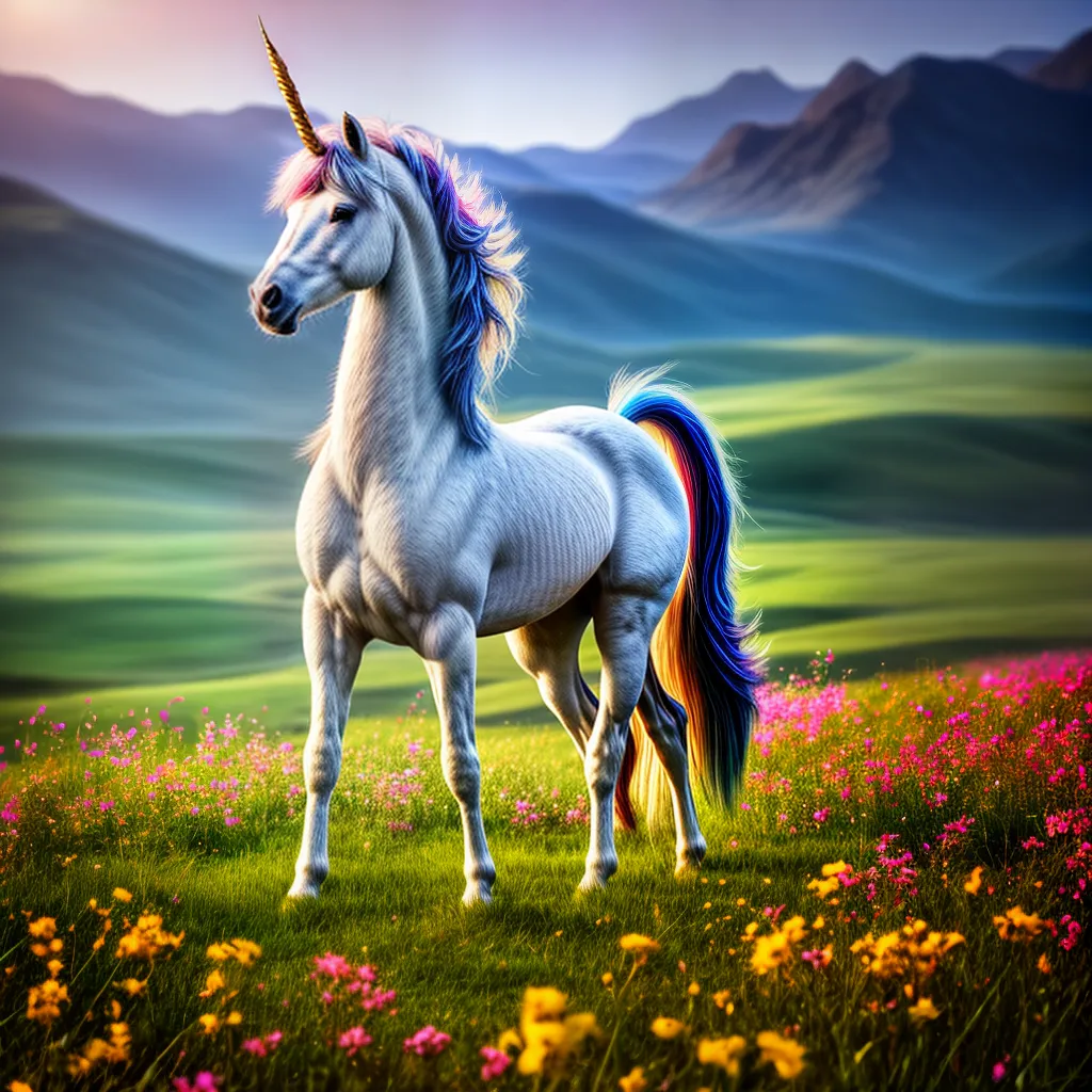 Fotos unicornio campo flores magia 5