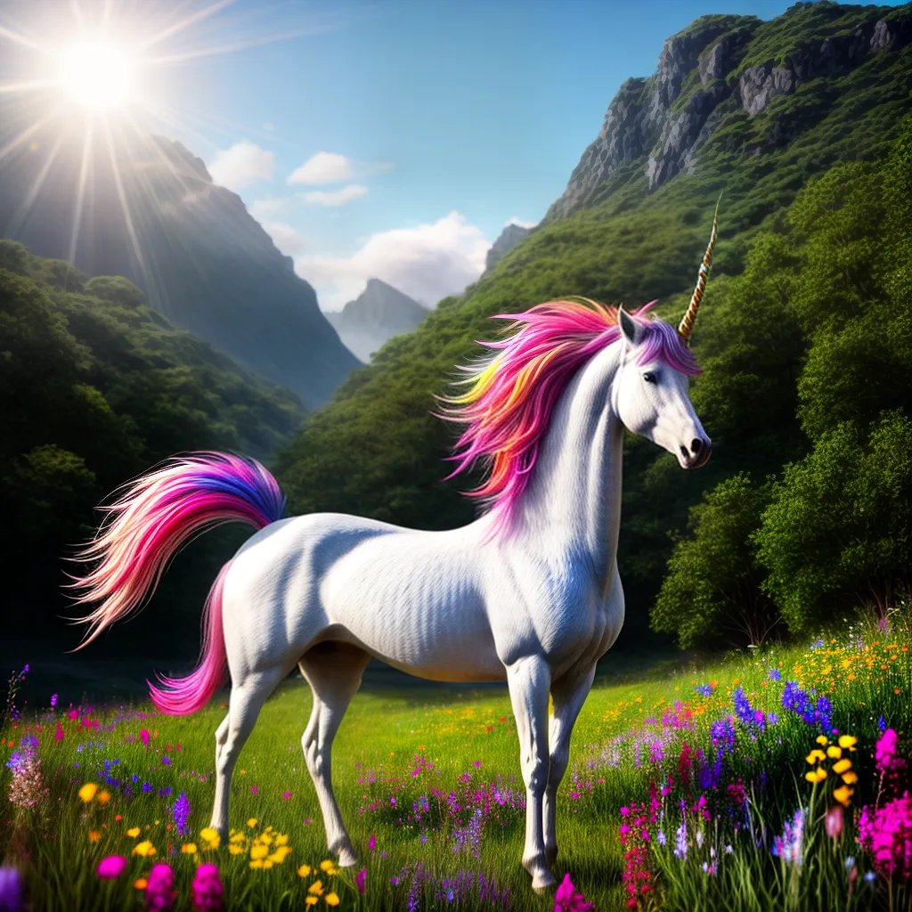 Fotos unicornio campo flores magia 8