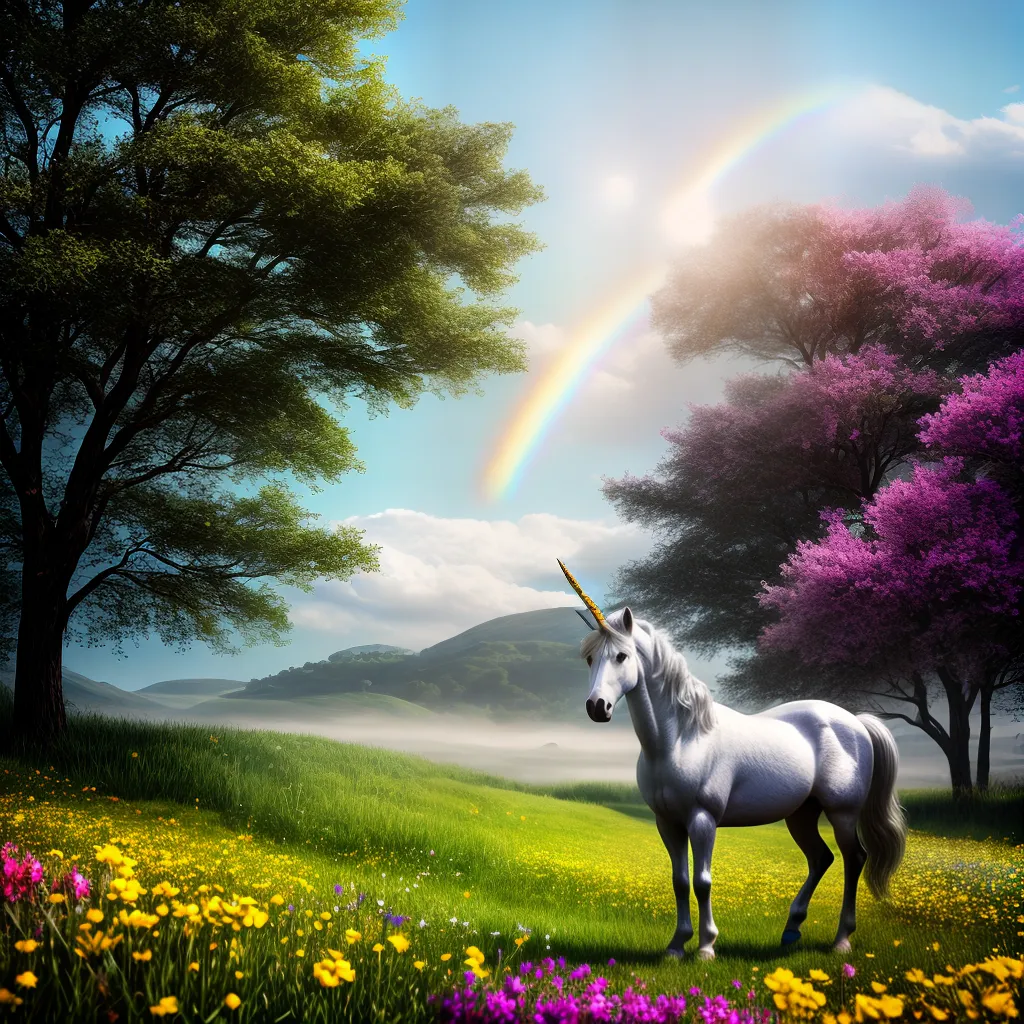 Fotos unicornio campo flores magia 9
