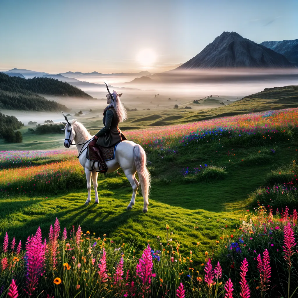 Fotos unicornio campo flores mente