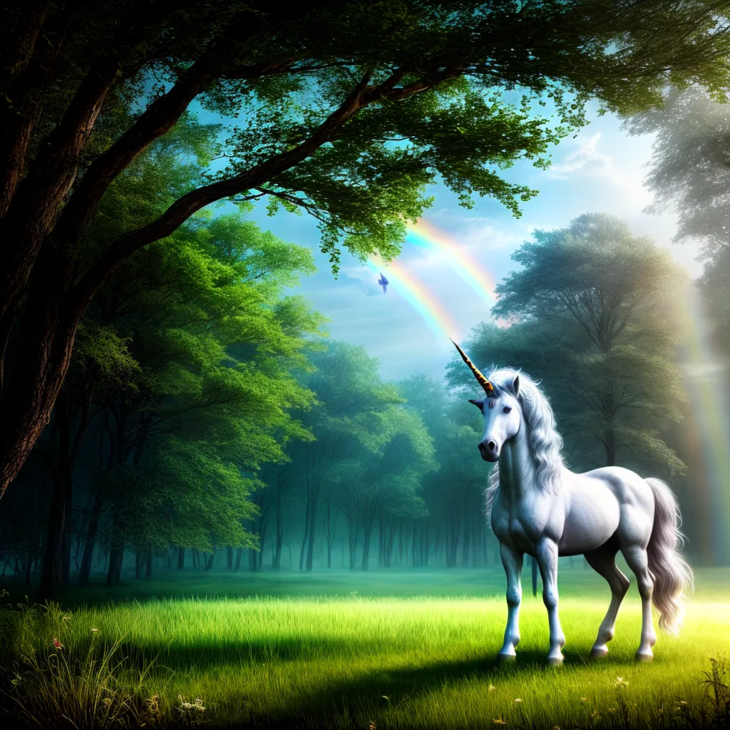 Fotos unicornio floresta arcoiris magia