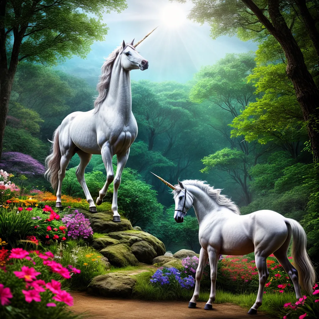 Fotos unicornio floresta magia natureza