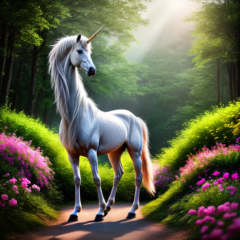 Fotos unicornio floresta magica aura caminho