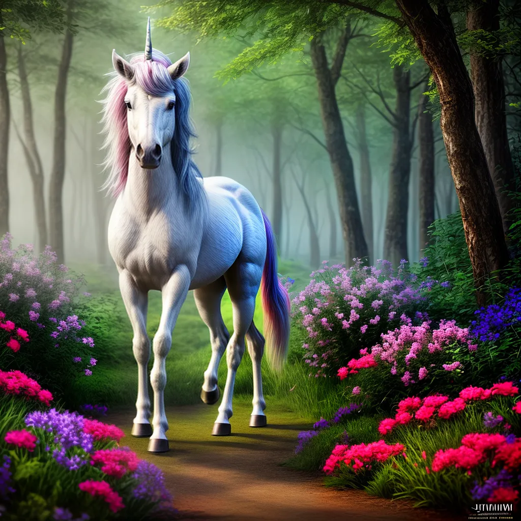 Fotos unicornio floresta magica borboletas
