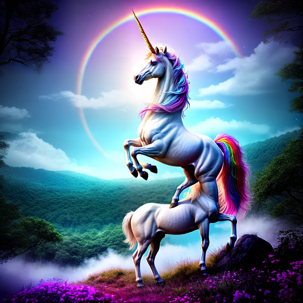 Fotos unicornio floresta magica brilho
