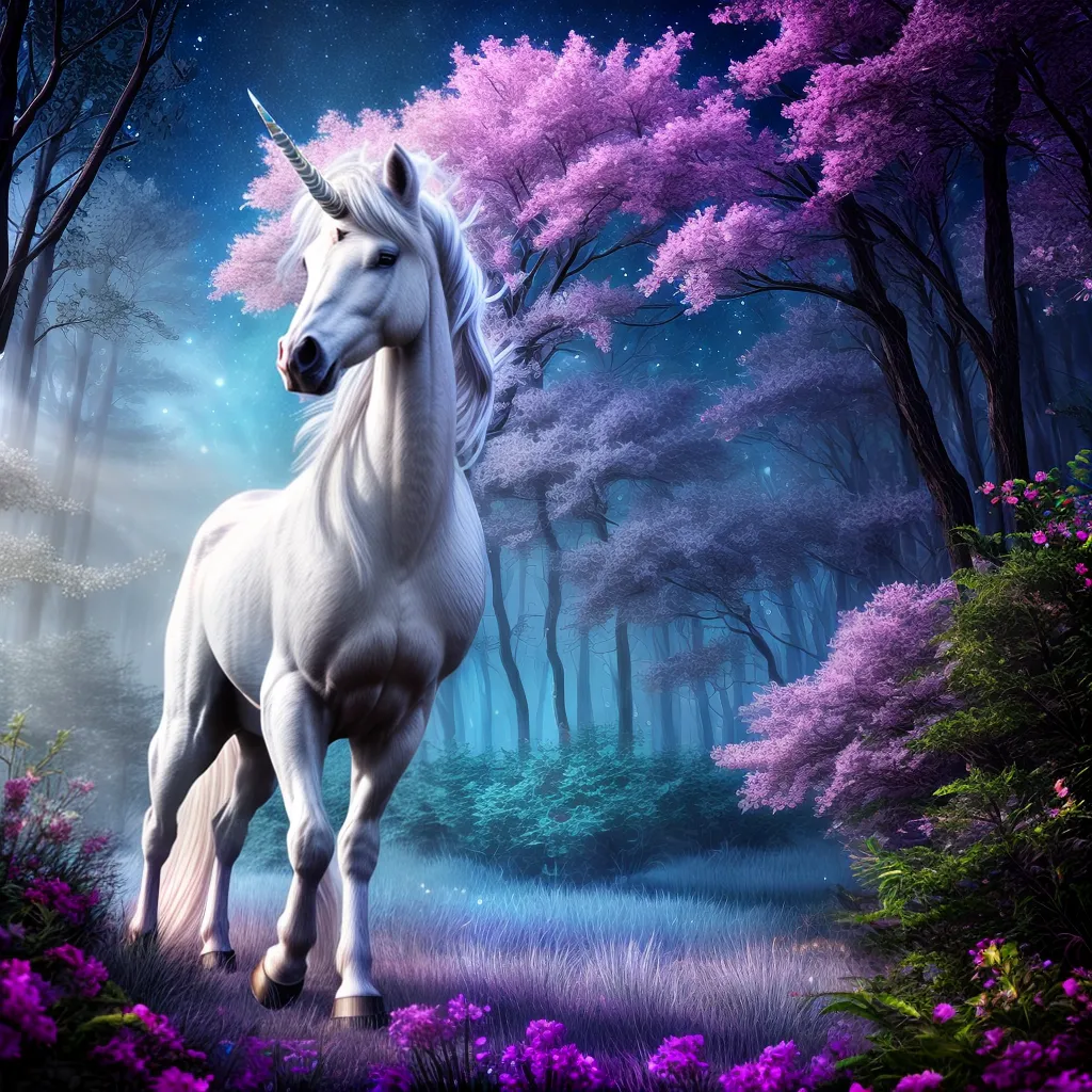 Fotos unicornio floresta magica estrelas arcoiris