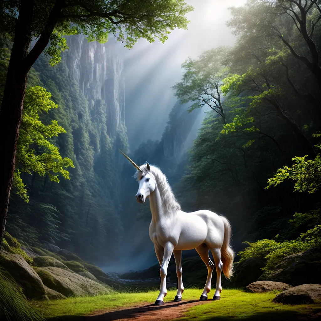 Fotos unicornio floresta magica paz