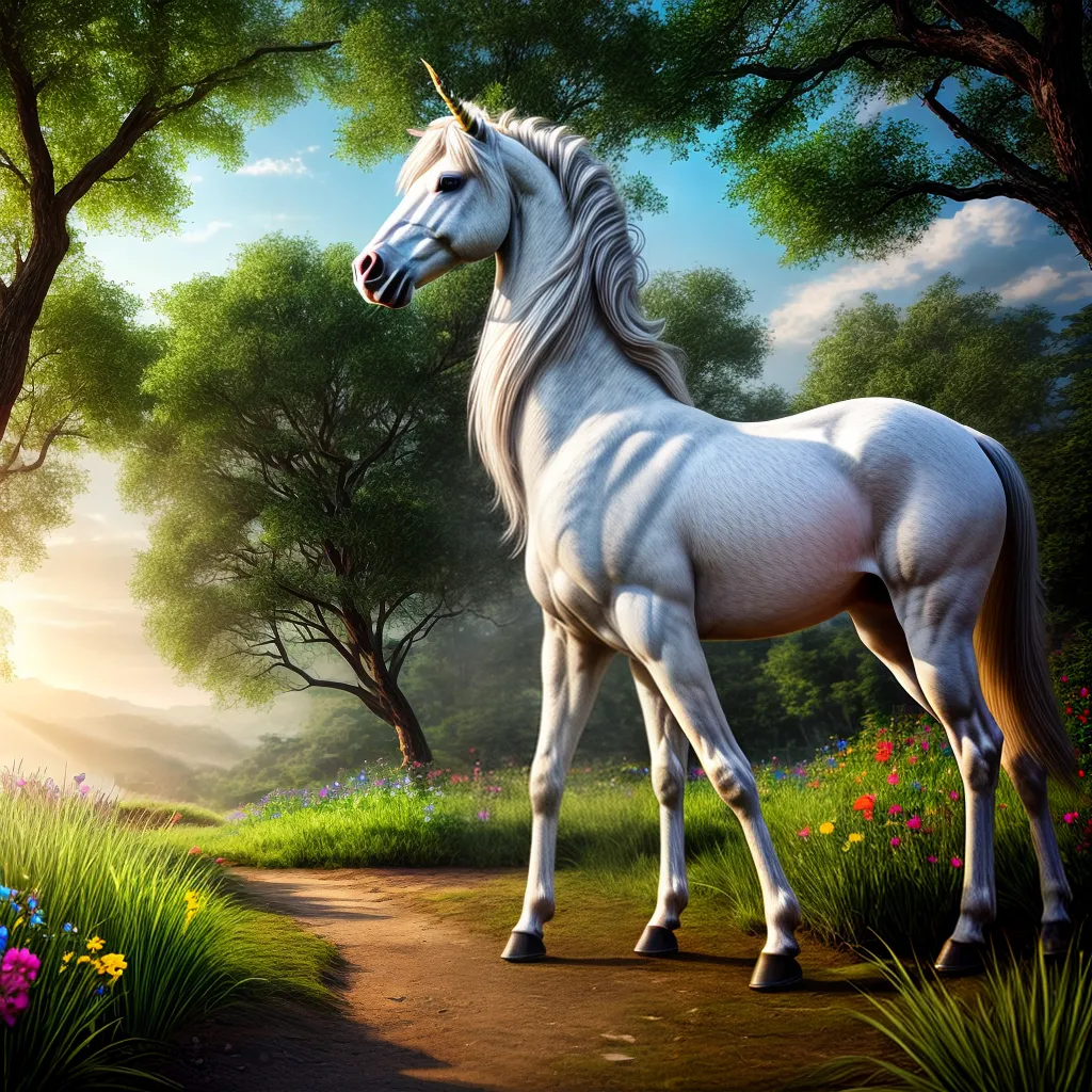 Fotos unicornio floresta verde paz harmonia